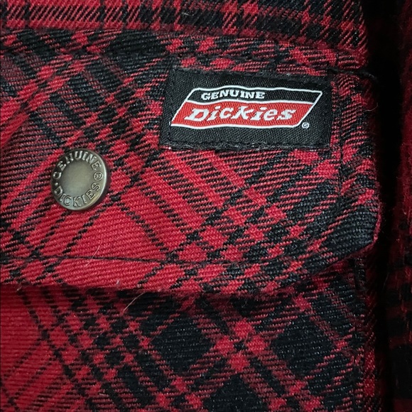 Dickies Legendary Red and Black XL Plaid Shirt Jacket with hood - Picture 2 of 6
